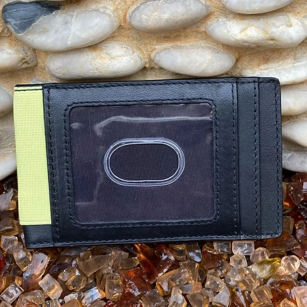 Cole Haan Black Elastic Front Pocket Leather Wallet NWT